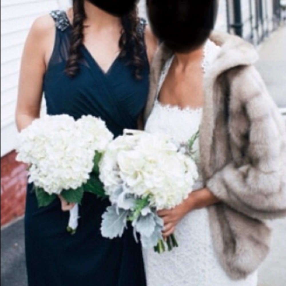 David’s Bridal Navy Blue Bridesmaid Dress